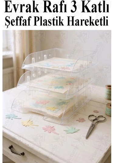 Evrak Rafı 3 Lü Masaüstü 1 Paket Plastik Evrak Rafı Masa Üstü Şeffaf Hareketli A4 Dosya Düzenliyici Kağıt Tepsisi Şeffaf