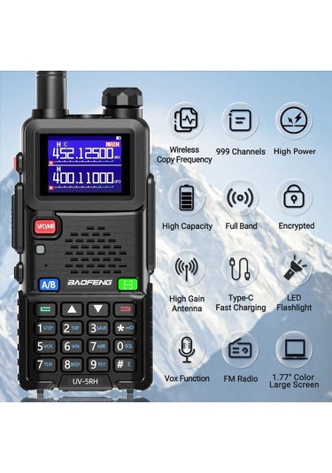 Uv 5rh 10w Hava Bantı Telsiz Uzun Menzilli Kablosuz İletişim Cihazı