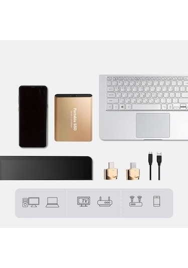 Harici Ssd, 2tb, Usb 3.0, Altın, 75x58mm