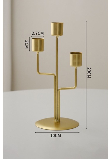 3 Lü Metal Asimetrik Gold Şamdan Dekoratif Mumluk Cin994sr Gold