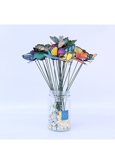 Yunboo 12cm Pvc Simülasyon Kelebekler, Bahçe Ve Bitki Süsleri, Rüzgarla Hareket Eden, 100 Adet, Renk Rastgele, Dayanıklı Ve Su Geçirmez