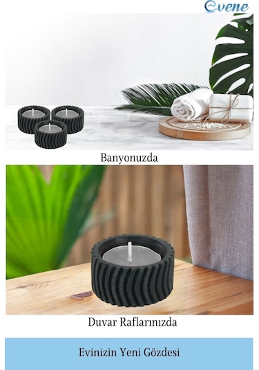 Mumluk Şamdan Tealight Mum Uyumlu Tekerlek Model - Siyah