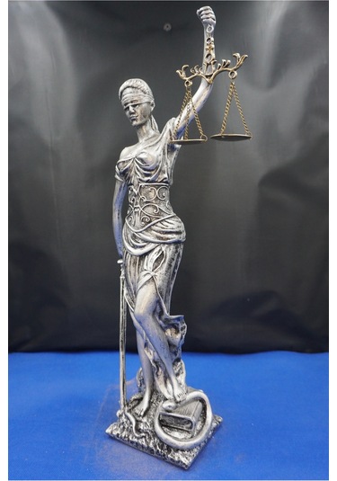 Themis Adalet Tanrıçası Heykeli 44 Cm Dekoratif Biblo, Ev & Ofis Aksesuarı Gümüş