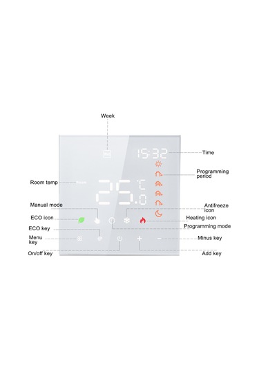 Hfambition Beyaz Su Isıtma Akıllı Termostat, 3a, Tam Dokunmatik Kontrol, Programlanabilir Sıcaklık Regülatörü
