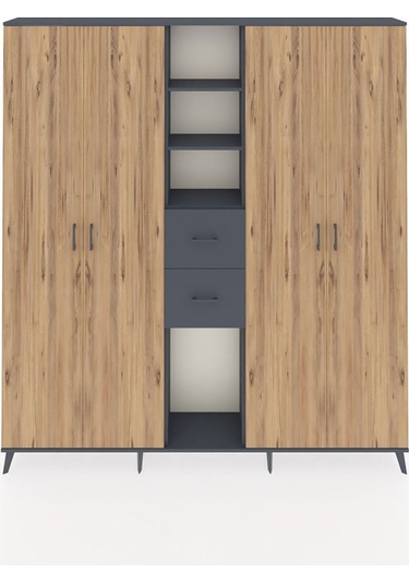 Arges Dolap 15 Raflı 2 Çekmeceli 4 Kapaklı 220x30x243 Antrasit-çam/antrasit Atlas Çam/antrasıt Arges Dolap 15 Raflı 2 Çekmeceli 4 Kapaklı 220x30x243 Antrasit-çam/antrasit Atlas Çam/antrasıt