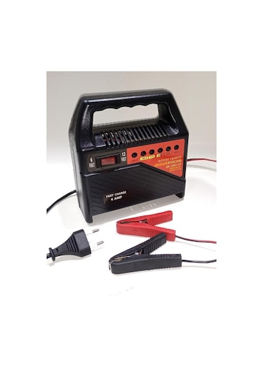 Araba Motorsiklet Akü Şarj Aleti 6v 12v Aküler İçin 6 Amper Doluluk Seviye Göstergeli Akü Şarj Cihazı