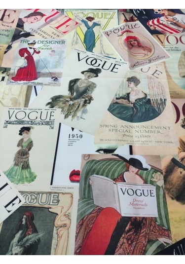 Vogue Eski Dergi Kapakları Desenli Dijital Kumaş