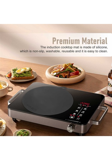 5 Paket Elektrikli İndüksiyonlu Ocak Koruyucu Mat Kaymaz Mat, Siyah Siyah