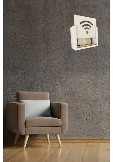 Duvar Düzenleyici Ahşap Dekoratif Beyaz Wifi Kutusu