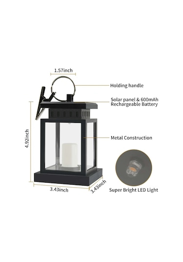 Hfambition Güneş Enerjili Fener, Ip65 Su Geçirmez, Manzaralı Isınma Işığı, Bahçe/ev Dekorasyonu, Otomatik Aç-kapa, Mum Simülasyonu Çok Renkli