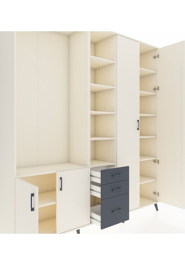 Hyperion Dolap 13 Raflı 3 Çekmeceli 4 Kapaklı 220x44x243 Aytaşı-aytaşı/antrasit Aytası/antrasıt