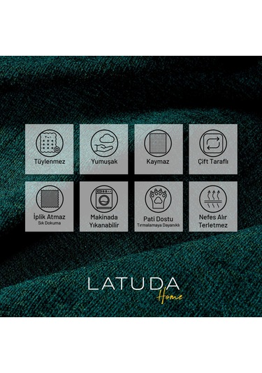 Jakarlı Şönil Koltuk Örtüsü Kanepe Örtüsü Koltuk Şalı 110x175 2 Ad. Kaymaz Zümrüt Zümrüt