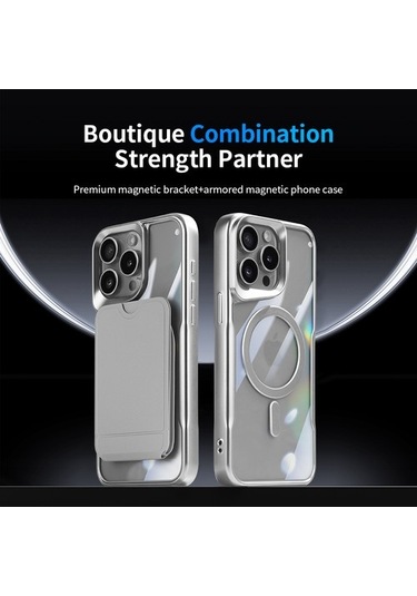 Wisdomselect İphone Uyumlu 13 Pro Max Için Manyetik Kılıf Tpu+pc Telefon Kılıfı Ve Pu Kart Tutucu Çubuğu - Mor / Mor Siyah - Mor Yok Havalandırma Ublsl2