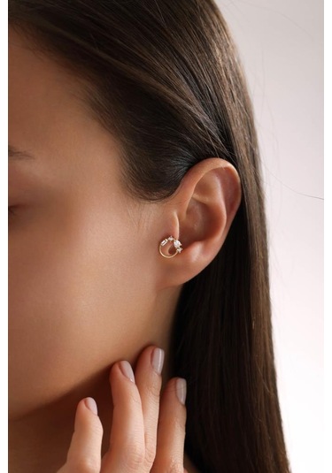 Tufanlar Kuyumculuk Altın Yuvarlak Taşlı Piercing Altın