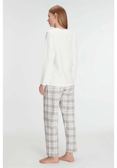 Anıl Uzun Kol Pamuklu Kışlık Pijama Takımı Gri