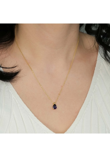 Ametist Taşlı Gümüş Kolye Gm13