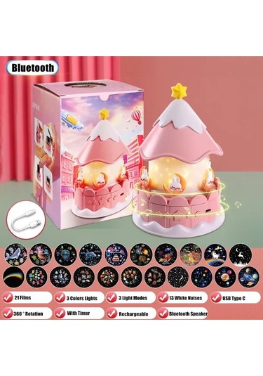 Çocuklar Gece Işık Projektör 21 Filmler Ve Bluetooth Müzik Çalar