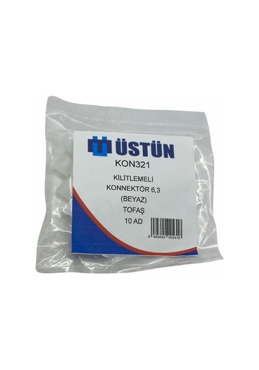 Tekli Konnektor Kilitlemeli Fiş Kılıfı Standart 6.3 Mm Beyaz 10 Ad
