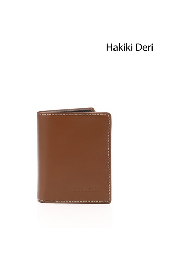 Gönderir Tabaya Kahve Hakiki Deri Dikey Cüzdan Taba - Kahverengi
