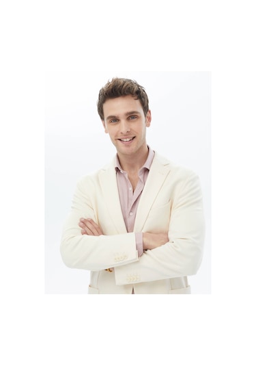 Kip Ekru Düz Modern Fit Örme Ceket Çok Renkli