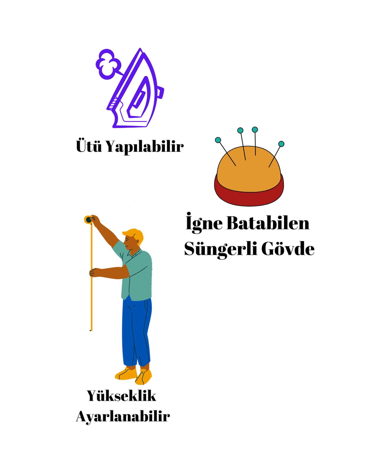 Ekonomik 36 Beden Dik Ve Yatay Iğne Batabilen Sünger Metal Ayaklı Terzi Mankeni Po-01