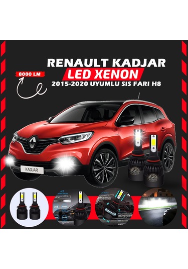Renault Kadjar 2015-2020 Sis Farı Uyumlu Şimşek Etkili Led Xenon Light Seriess H8