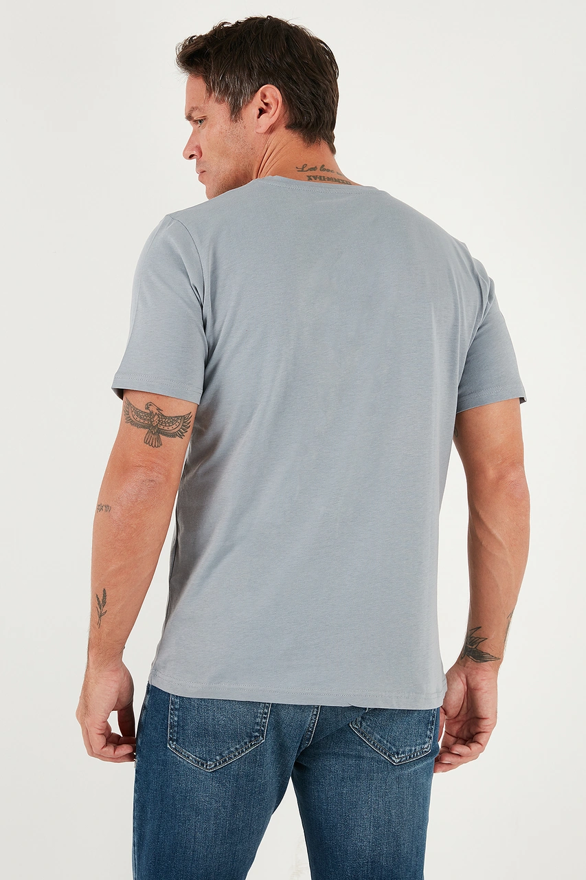 Buratti Yazı Detaylı Pamuklu Regular Fit Bisiklet Yaka Erkek T Shirt 59020203 Açık Gri