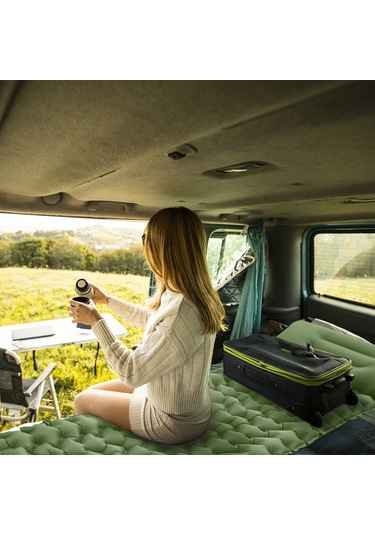 Tomshoo Ultra Hafif Dahili Pompalı Yastıklı Kamp Şişme Yatağı Yeşil