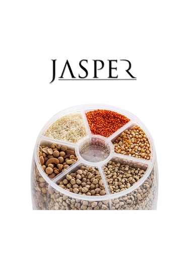 Jasper 360° Dönebilen 6 Bölmeli Kuru Gıda ve Bakliyat Organizeri