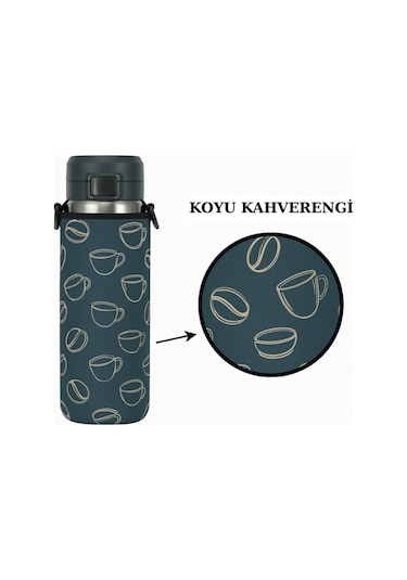 Quick Flip 1.06 Lt. İle Uyumlu Omuz Askılı Termos Kılıfı Koyu Kahverengi