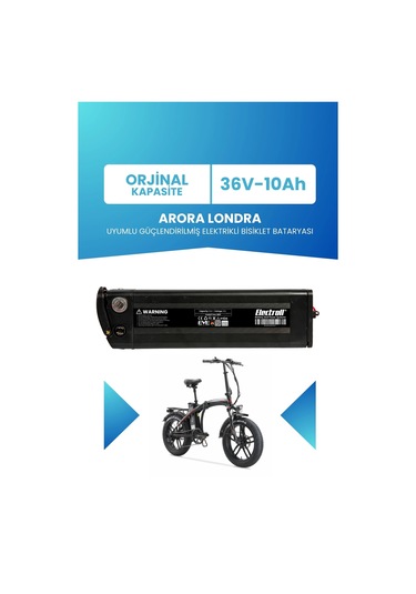Arora Londra Uyumlu Batarya 36v 10ah Elektrikli Bisiklet Bataryası Siyah
