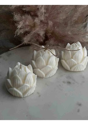 2'li Beyaz Lotus Çiçeği Mum
