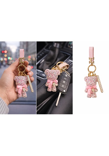 Trm İthal Anahtarlık Pembe Taşlı Ayıcık Küçük Model