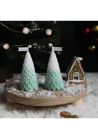 Yifomall Yeşil Xmas Ağacı Şekilli Spiral Gümüş Parafin Mum - Sigara İçmez, 3 Saat Yanma Süresi, Noel Dekorasyonu 1 Adet