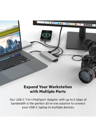 Belkin 7'si 1 Arada Çok Bağlantı Noktalı Usb C Hub 4k Hdmi, Usb-