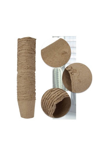 100 Adet Yuvarlak Parçalanabilir Hamur Turba Saksısı 8 X 8 Cm Bitki Fidanlığı Kupası