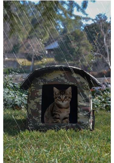 Yuga Kamuflaj Desen Kedi Evi Isı ve Yağmur Korumalı