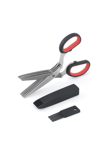 Beş Katmanlı Sebze Makas Ofis Parçalama Paslanmaz Çelik Makas Yeşil Gri Diğer