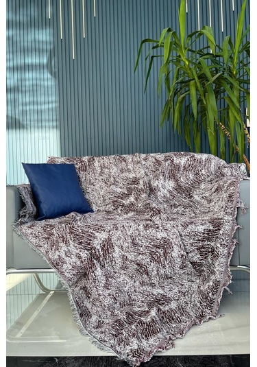 Saçaklı Lüks Koltuk Örtüsü 170x220 Cm Bordo Bordo