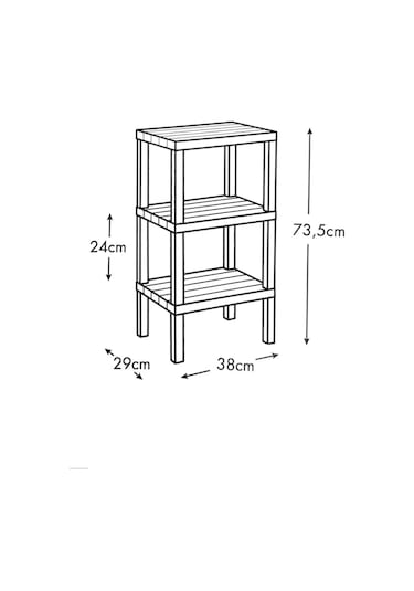 Modüler 3 Katlı Raf Siyah Royaleks-81302 Renkli