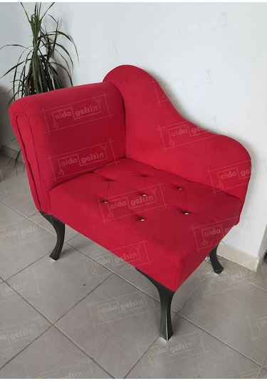 Yeni Model Tekli Köşe Koltuğu Josefin Bench Siyah Ayak Kırmızı