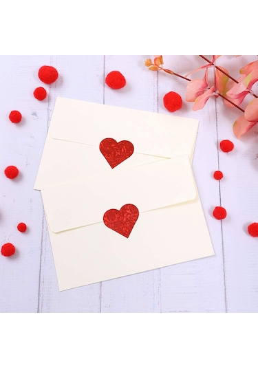 Sevgililer Günü İçin Simli Kırmızı Kalp Çıkartmaları - Dekoratif Kalp Çıkartmaları Çok Renkli