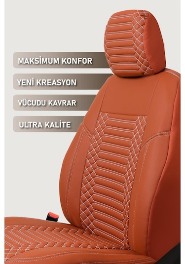 Toyota Corolla Solo E140 2002-2006 Deri Oto Koltuk Kılıfı Ön Arka Takım Tarçın Exclusıve Model Scr