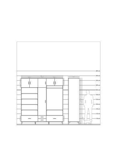 Kronos Dolap 18 Raflı 4 Çekmeceli Tek Askılı 220x59x243 Aytaşı-çam/antrasit Atlas Çam/antrasıt