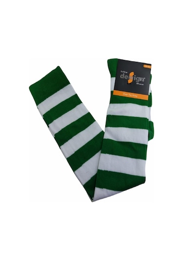 Design Socks Desing Çember Desenli Dikişsiz Dizüstü Çorap-Yeşil