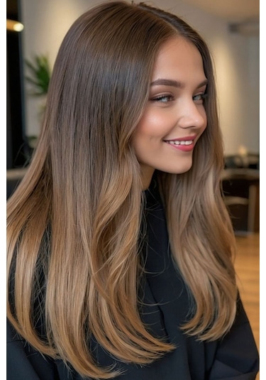 Caş Dekorasyon Kahverengi Ve Sarı Ombreli Dalgalı Peruk Kahverengi