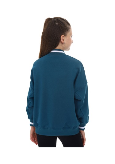 Toontoy Kız Çocuk Baskılı Kolej Hırka Petrol Mavi