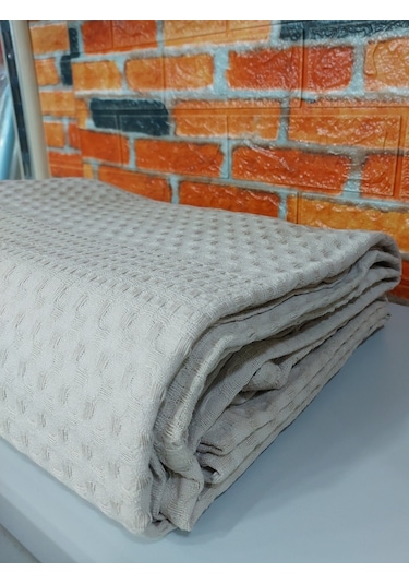 Şaheser %100 Pamuk Çift Kişilik Pike 240x220 Tek Pike -sütlü Kah