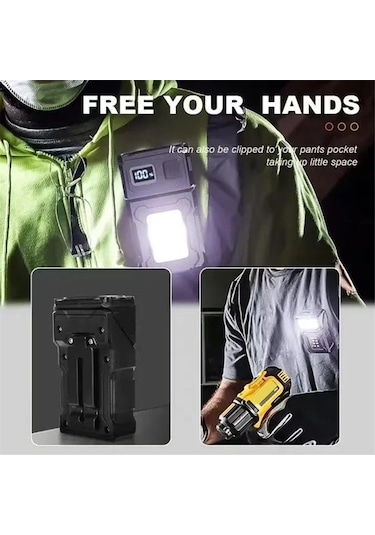 Mını Usb Şarj Edilebilir Led El Feneri Taşınabilir Kuyruk Mıknatıslı El Feneri Siyah