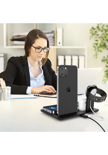 Ally 4 In1 15W Kablosuz Hızlı Şarj Standı iphone Uyumlu+Iwatch+Airpods (305122747)